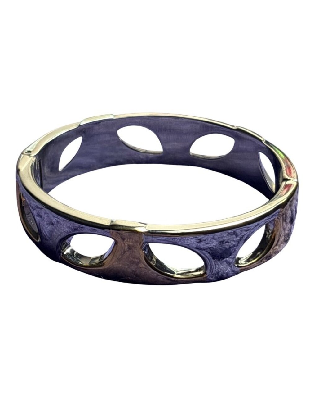 Vintage Goldtone Silvertone Hinged Clamper Bracelet 6.5 inches